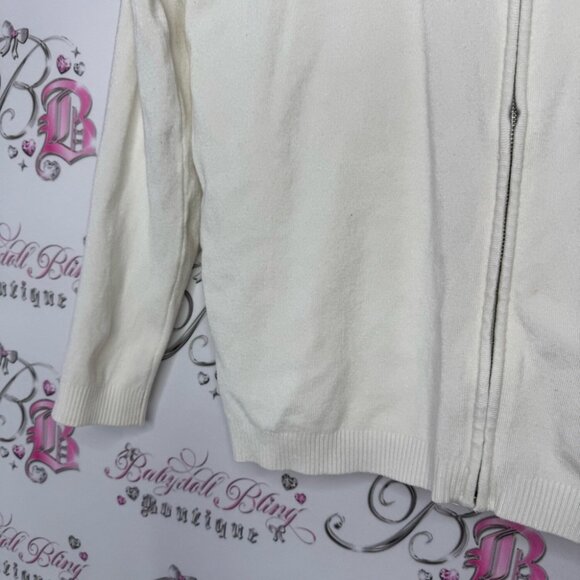 Leo guy sweater faux fur hood cream white floral embroidered zip up luxe winter - Picture 6 of 10